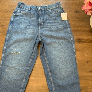Free People lightweight jeans elastic waist Size L NWT